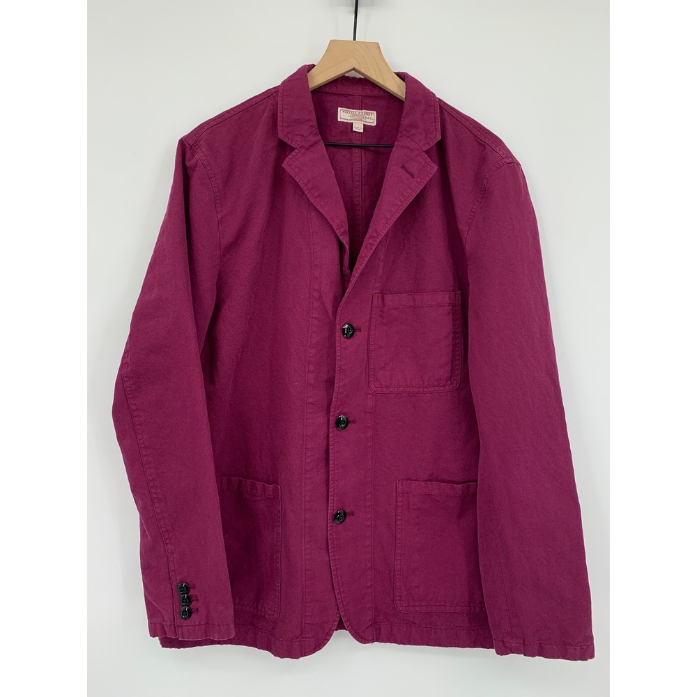 Wallace & Barnes Blazer Jacket Mens 44L Cotton Linen Chore Workwear Lightweight